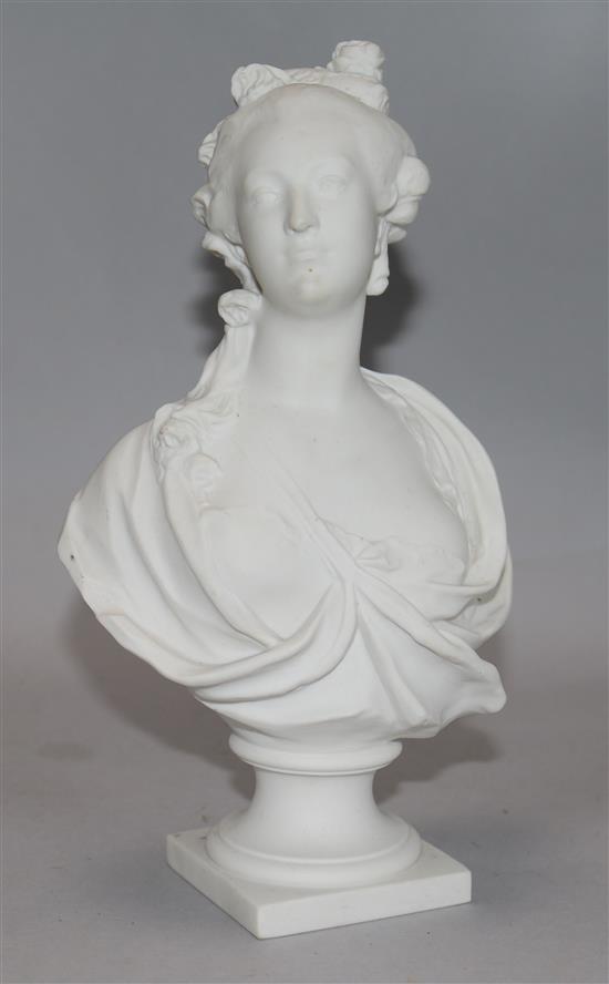 A Sevres biscuit bust of a lady, dated 1909